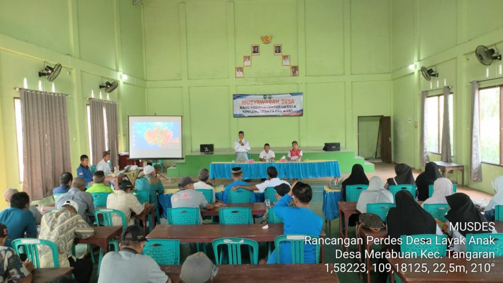 Desa Merabuan Kecamatan Tangaran, menggelar musyawarah desa membahas tentang rancangan peraturan desa layak anak